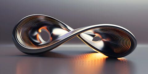 Ultra-sharp 3D mobius strip, with a metallic texture and dynamic lighting 