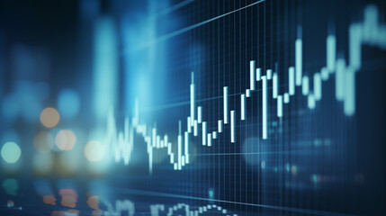 Fototapeta premium Stock Market Chart and digital graph on Dark Blue Background. financial chart and candlestick graph