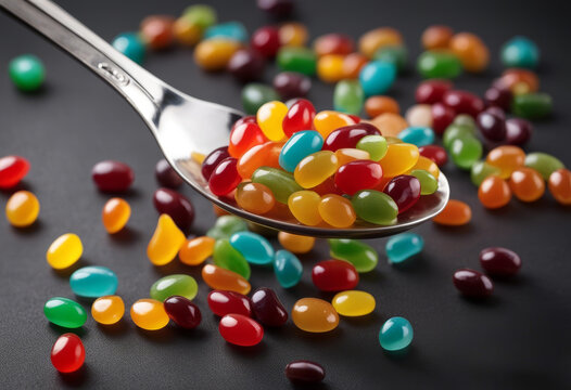 background spoon isolated jelly white candies bean Food Green Orange Color Candy Pink Colorful Top view Silver Yellow Sugar Confectionery Beans Crystal Sweet Container Stainless