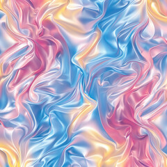 Abstract shining silky background. Modern fluid elegant backdrop in light blue, yellow and pink colors