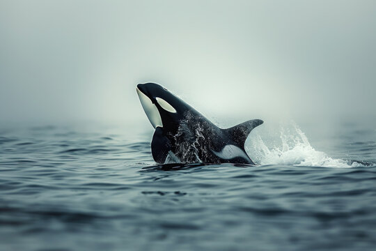 Marine Acrobatics, Orcas leaping in ocean, Wild Ocean Life