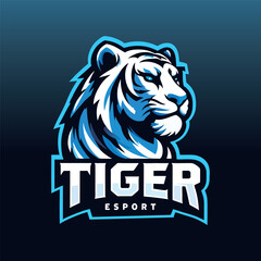 Tiger mascot sport logo design. Wild animal mascot vector illustration logo. Wild Tiger mascot design, Emblem design for esports team. Vector illustration Design