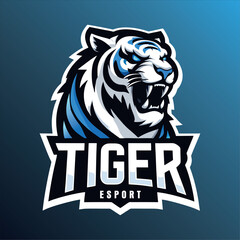 Tiger mascot sport logo design. Wild animal mascot vector illustration logo. Wild Tiger mascot design, Emblem design for esports team. Vector illustration Design