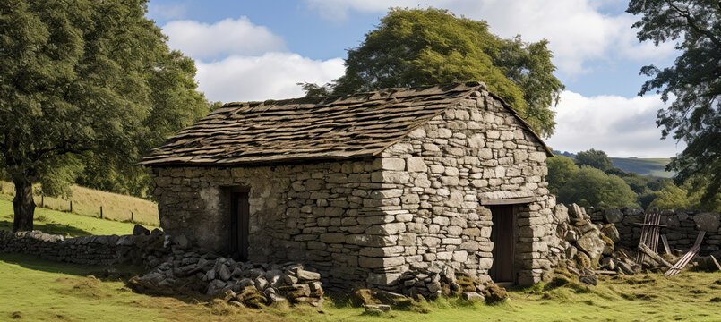 An old hut or barn made of stone