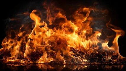 Burning bright hot fire fire on a dark background