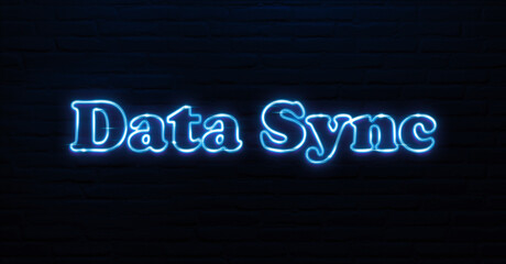 Data Sync text neon sign