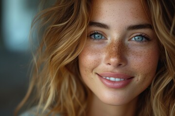 Radiant Woman with Freckles Smiling