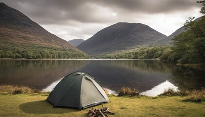 Adventure wallpaper background, camping in Ballachulish in Highland, Scotland