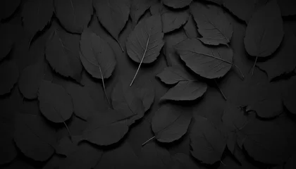 Fotobehang Black leaf wallpaper, dark background © Iremia
