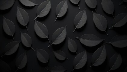 Black leaf wallpaper, dark background - obrazy, fototapety, plakaty