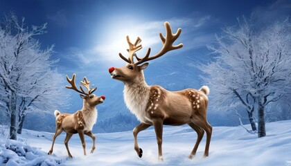Christmas reindeer wallpaper, winter holidays