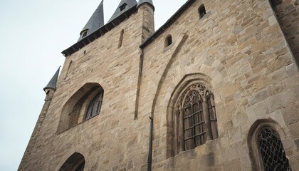 Fototapeta na wymiar Low-angle shot of a medieval designed building
