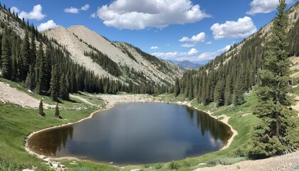 Red Pine Lake in Little Cottonwood Canyon on the Uinta-Wasatch-Cache National Forest - obrazy, fototapety, plakaty
