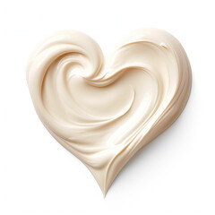 Cosmetic smear of cream in the shape of a heart Isolated on white background