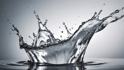 Splashing fresh water background, liquid texture in gray