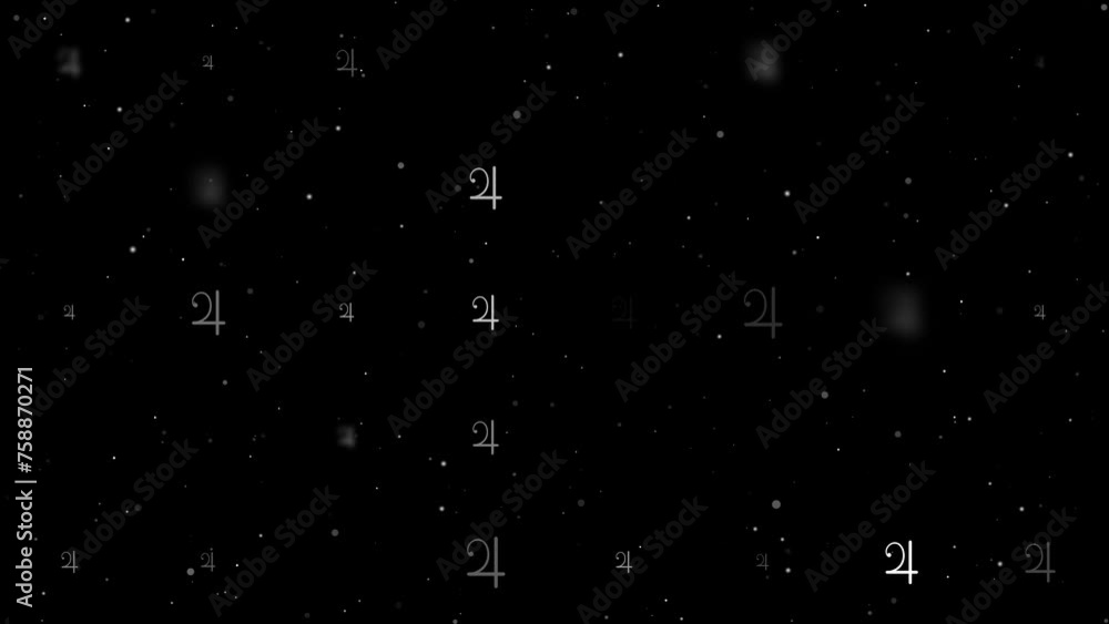Poster template animation of evenly spaced jupiter astrological symbols of different sizes and opacity. ani
