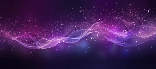 Deurstickers Digital purple particles wave and light abstract background with shining dots stars ©  Mohammad Xte