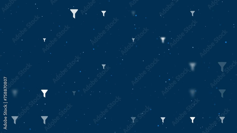 Poster template animation of evenly spaced funnel symbols of different sizes and opacity. animation of tran