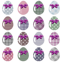 Easter eggs set on white background decor holiday art isolated 