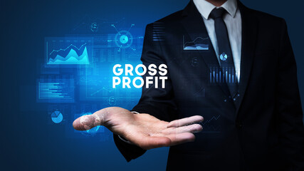 Hand of Businessman holding motivational message