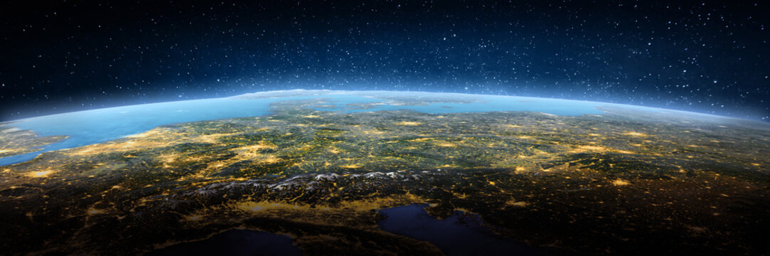 Alps, landscape frome space