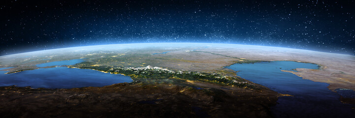 Caucasus, landscape frome space - 758874461