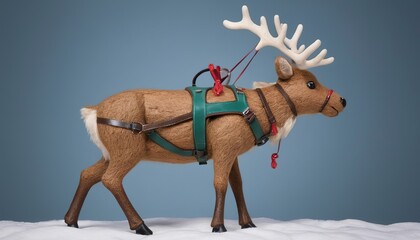 standing reindeer with harness