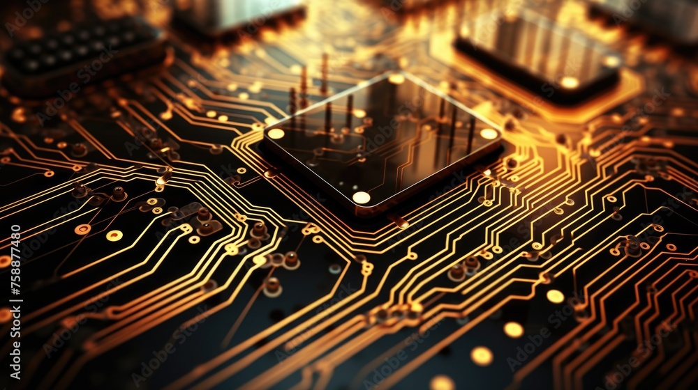 Poster detailed view of a computer circuit board, suitable for technology concepts