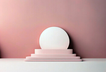 Modern Geometric pink Podium pink scene Art background shape pastel wall 3d concept minimal...
