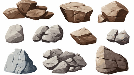 rocks and stones set on white background