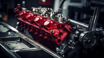 Fototapeta premium Detailed testing process to evaluate engine performance thoroughly, ensuring optimal functionality and reliability under various operating conditions and stress factors. 