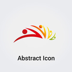 Icône abstraite Logo Design Formes Couleurs Silhouettes Personnes Danse étoile Cercle Trèfle Communications  Réseau Variation Arc-en-Ciel Vecteur