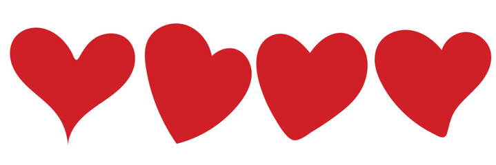 Various simple red vector heart love icon.  Vector illustration.