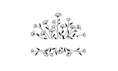 Wildflowers Split Monogram Vector