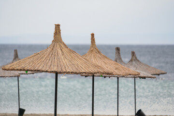 Sunbeds, Umbrellas and Hammocks in a beach