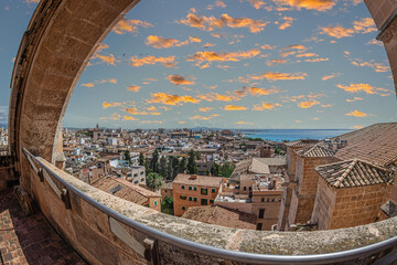 View of one part from the old town of Palma, from the terrace of the Cathedral of Santa Maria of Palma, Mallorca, Spain