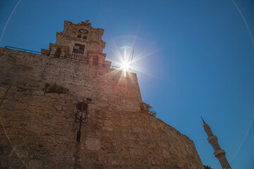 The medieval Roloi Clock Tower, Rhodes, Greece - 758882486