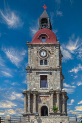 The medieval Roloi Clock Tower, Rhodes, Greece - 758882615