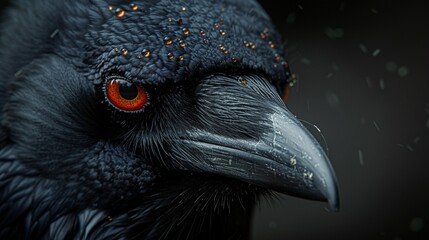 In the eerie moonlight a crow emerges from the shadows - obrazy, fototapety, plakaty