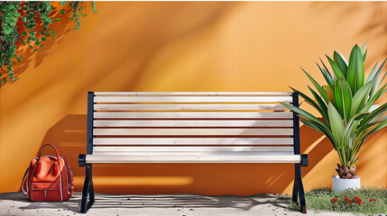 Serene Park Bench in a Lush Garden Setting, Offering a Quiet Place for Reflection Surrounded by Nature and Sunlight