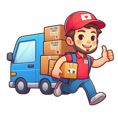 delivery person delivering a parcel cartoon isolated on white created using generative Ai tools