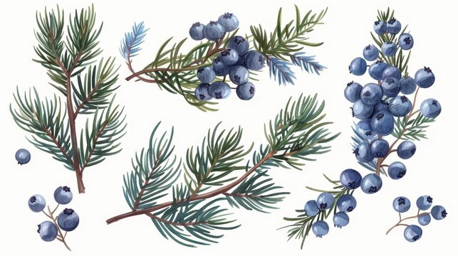 recommend clip art: This is a vintage botanical drawing of a juniper tree with berries and needles. A coniferous herb with fruits cluster. This is a retro realistic detailed hand-drawn illustration of juniper.