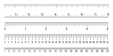 Ruler scale background on a white background. Markup for rulers in different scales. Precision measurement of ruler tools