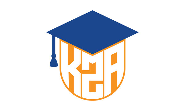 KZA initial letter academic logo design vector template. school college logo, university logo, graduation cap logo, institute logo, educational logo, library logo, teaching logo, book shop, varsity