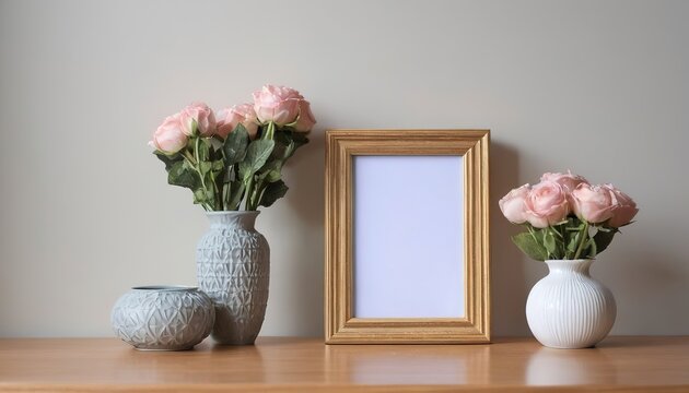 Aesthetic home decorations, picture frame and flower vases