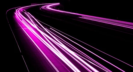 Fototapeten violet car lights at night. long exposure © Krzysztof Bubel