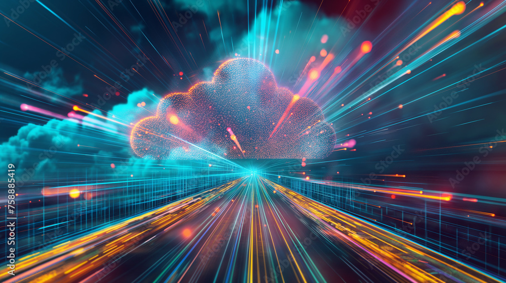 Poster the abstract background of cloud networking solutions paves the way for future-ready connectivity an