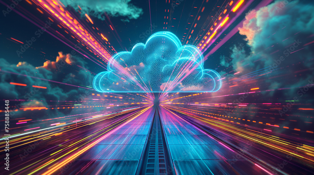 Poster the abstract background of cloud networking solutions paves the way for future-ready connectivity an