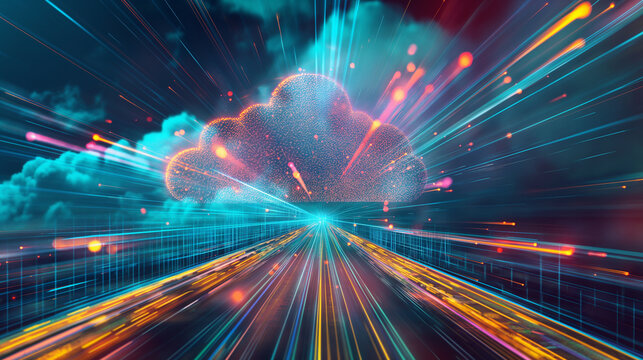 The abstract background of cloud networking solutions paves the way for future-ready connectivity and smart technology advancements.