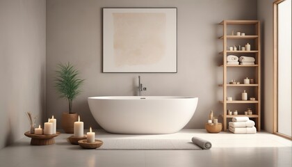 Fototapeta na wymiar Spa treatment set in minimal bathroom interior